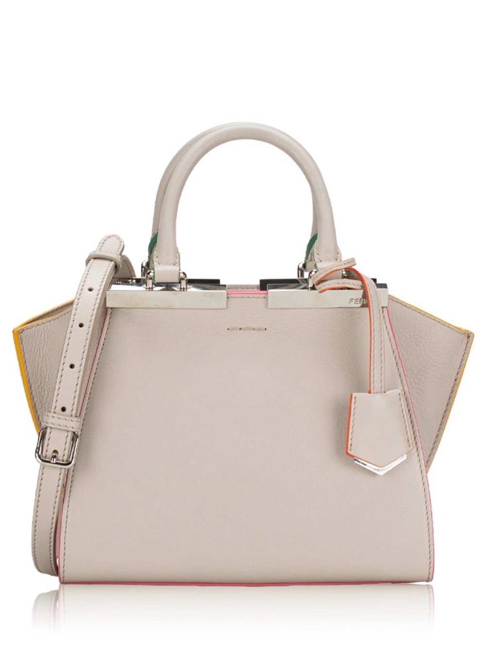 Fendi 3jours Mini Tote in light gray with multicoloured edge